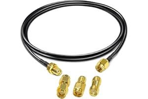 TUOLNK Cable Coaxial RG174 SMA Macho a Hembra 3.3FT(1M) + 3 PCS Juego de Adaptadores para Radioaficionado, Antena 3G 4G LTE, Equipo SDR, ADS-B, GPS