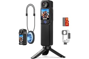 SJCAM C300 Vlogging Combo, 4K Pocket Action Camera,7Hour Power,6-Axis Stabilization,Dual-Touch Screen 154° Wide FOV Video Body Camera,Waterproof,Live Streaming,with Tripod Kits,64G Card,Black
