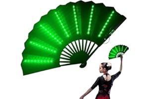 SVCEQZE Ventilador Plegable con Luz LED | Abanico Portátil Multiusos para Festivales y Danza del Vientre - Accesorios de Barra