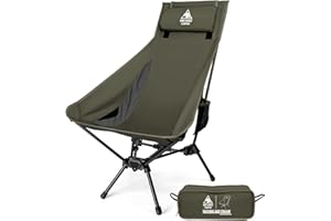 OneTigris Tigerblade High Back Camping Chair with Pillow Design, Comfortable Widened Seat Folding Chair