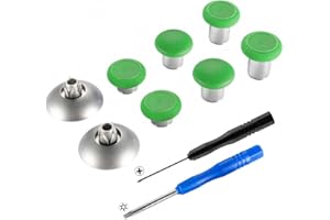 eXtremeRate 4 en 1 Joysticks magneticos Thumbsticks metálicos analógicos con T8H Destornillador Cruz Kits de reparación de reemplazo para Mando Xbox One S Elite PS4 Slim Pro Verde