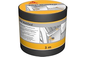 SIKA - Bande d'étanchéité autocollante pour la réparation de toiture/gouttière Multiseal Gris - Multisupports - Résistant aux UV/Déchirure - Pose facile - Peut-être peint - 100mm x 3m