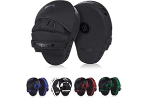 AQF Manoplas Boxeo, Paos Guantes Boxeo Guantillas, Almohadillas De Enfoque con Cuero Rex, Gancho Y Jab Combate para La Práctica De Defensa Personal MMA Muay Thai Kick Boxing