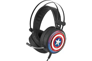 ERT GROUP Gaming Headphones with Microphone, LED Headphones with Adjustable Headband Original and Officially Licensed Marvel Pattern Captain America 001
