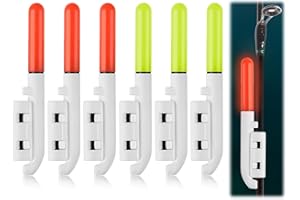 CNCEDI 6Pcs Rod Tip Lights for Night Fishing, Portable LED Sea Fishing Bite Alarm Bell Glow Sticks with Buckle 3 Green + 3 Red Luminous Waterproof Not Easy to Fall Off, for Night Fishing Tackle Accessories