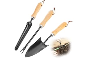 SHOWVIGOR Garden Tools Set - Stainless Steel Tools With Long Narrow Shovel,Weeder&Trowel-Gardening Use for Digging,Transplanting & Weeding, (3 Piece)