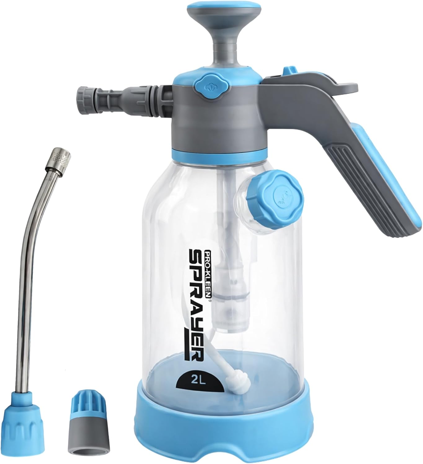 Pro-Kleen 2L Hand Pump Sprayer, Snow Foam Spray Bottle with 3 Adjustable Nozzles for Car Wash, Valeting, Garden, Plants, Patio, Home and Outdoor Cleaning
