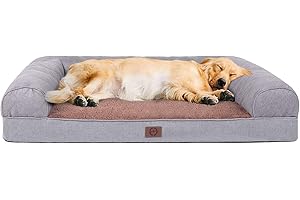 MDEHO Orthopedic Memory Foam Dog Bed for Medium, Large and Extra Large Dogs, Bolster Dog Bed Waterproof Dog Beds with Removable Washable Cover Waterproof Lining and Anti-Slip Bottom