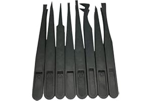 CONGGUAN 8 Pieces Tweezers Plastic Anti-Static Tweezers for Electronics Jewelry-Making Laboratory Work Repairing Hobbies