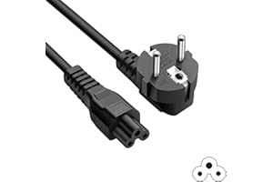 FSKE® 1.5M Cable Alimentation PC Tripolaire CEE7 Schuko vers IEC 320 C5, 3Pin AC Cordon de Trèfle, 10A-16A 250V pour Chargeurs pour Ordinateur Portable, Scanners, Imprimantes
