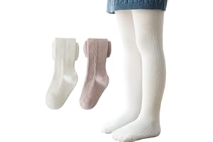 Snegyu 2 Pack Warm Tights for Kids Girls' Back to School Uniform Plain Tights Socks Knit Cotton Rich Baby Girl Leggings Toddler Pantyhose for 1-10 Years