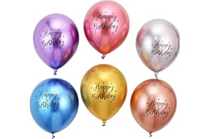 YELYAN Happy Birthday Bunt Metallic Luftballons，20PCS kunterbunte Luftballons Metallic Deko zum Geburtstag Party Kindergeburtstag Happy Birthday Dekoration