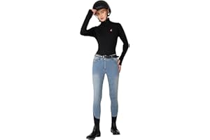 Preto Premium Denim Ladies Horse Riding Breeches Full Seat Silicon Grip Soft Stretchy Equine Equestrian Women Horse Riding Breeches Pants with Pockets