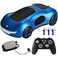 Dodoore Remote Control Cars Sci-fi Drift Car Dual Control Spray Music LED Light 75Min Fun Time 360° Spin Drift Gesture Sensing Hand Controlled Car 2.4GHz 4WD Gifts for Kids Boys Girls 3 Battery Blue