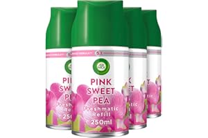 AIRWICK Air Wick Automatic Air Freshener Freshmatic Spray Refills, Pink Sweat Pea, Pack 4 x 250ml, Natural Essential Oils, Last up to 280 days, Air freshener