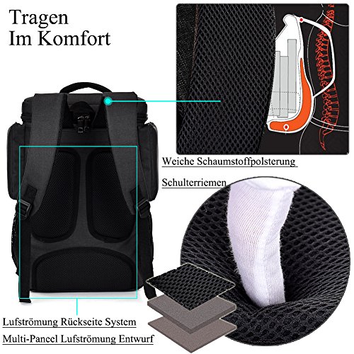 Laptop Rucksack, BRINCH Anti-Träne geräumig Reise Knapsack Rucksack Hikingtasche Studenten College Schulter Rucksack für 17 – 17,3 Zoll Laptop/Notebook/Macbook Computer, Schwarz - 6