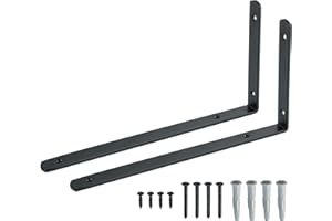 Sayayo Staffe per Mensole Pesanti 30CM, Staffe a L Nero Staffe per Mensole in Acciaio Inox Squadrette Angolari, 4MM di Spessore , 2 pezzi, Staffe da parete