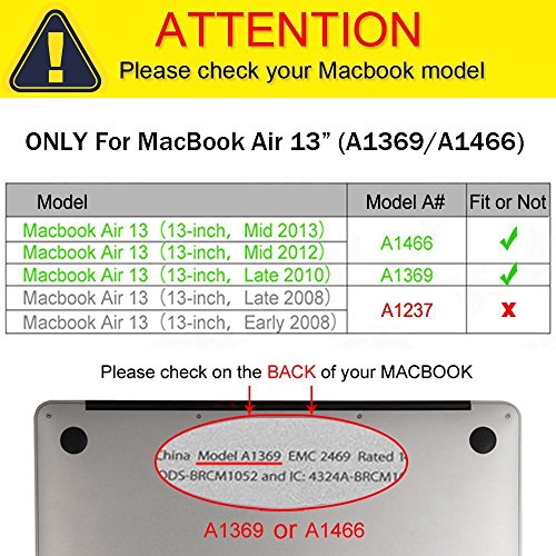 MacBook Air 13 Hülle Case,iNeseon Ultra Slim Plastik Hartschale Tasche Cover Zubehör, US Golden und EU Transparent Tastatur Abdeckung Schutzhülle für Apple MacBook Air 13.3 Zoll [Modell:A1466 und A1369] (Golden) - 2