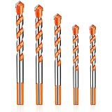 5PCS 12mm Masonry Drill Bits Set, Extra Tough Masonry Drill Bit Set Pack with Diameter 6, 8, 10, 12mm, Hole Saw Drill Bits ki