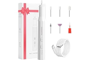 XunmotorYao Lima Eléctrica Uñas Profesional Fresa de Uñas Eléctrica Inalámbrica Portátil 6 en 1 lima electrica uñas USB Kit de Manicura y Pedicura Eléctrico para Salón DIY,Blanco