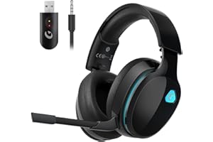 Gvyugke Cuffie da gioco wireless da 2,4 GHz per PC, PS5, Mac, Switch, cuffie wireless Bluetooth con microfono rimovibile con cancellazione del rumore, modalità cavo da 3,5 mm per la serie Xbox