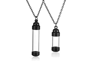 JSDDE Schmuck 2er Memorial Anhänger Halskette Set Paar Kette Urne Anhänger zum öffnen Locket Anhänger Gedank Asche Haare Blume Anhänger mit 24 Zoll Kette