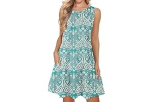 WNEEDU Boho Abiti Estivi da Donna Prendisole da Spiaggia Senza Maniche