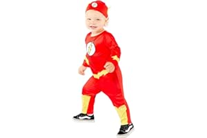 Amscan - Baby-Kostüm The Flash, Strampelanzug und Mütze, Serie, DC Super Heroes, Motto-Party, Karneval