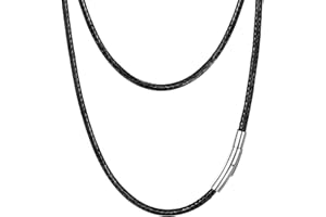 PROSTEEL Kunstleder Halskette/Armband Schwarz geflochten Lederkette Lederband 2mm/3mm breit Damen Herren Kette für Anhänger mit Edelstahl Verschluss 41-76cm wählbar