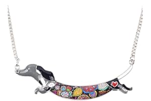 DOWAY Collar con colgante de perro salchicha esmaltado, regalo para mujeres y niñas