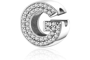 Symretie Pendentif Charm Lettre A-Z en Argent 925 pour Femme, Compatible avec les Bracelets et Colliers de Style Pandora et Européen. Convient aux Femmes et aux Filles.ZM222