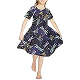 HELLHERO Girls Dress Short Sleeve Summer Dresses for Kids 3-14 Years