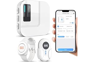 DAYTECH Smart Wrist Personal Alarm for Elderly, Wireless Panic Button Linked To Phone, Call Button for Elderly, 1* Wrist Button, 1*Call Button, 1*WIFI Receiver Supports Tuya 2.4GHz Wi-Fi