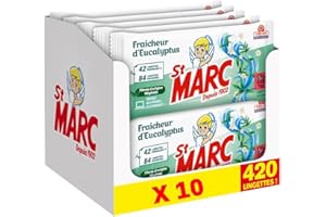 St Marc - St Marc Lingette nettoyante Désinfectante, 420 lingettes, Parfum Eucalyptus, Convient aux appareils électroniques