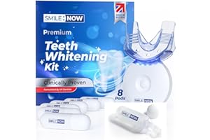 SMILE:NOW Teeth Whitening Kit - Teeth Whitener Formulated by Dentists Made in Britain - 14 Day 20 Minute hi vis Smile Teeth Whitening Gel - 3D LED Teeth Whitening Light