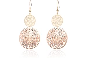 XIYINTA Hohler Baumel Ohrringe für Damen, hypoallergen rosévergoldet/versilbert Tropfenohrringeinsatz Zirkonia-Kristall