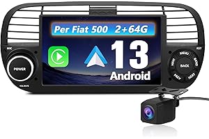 Hexinex Autoradio per Fiat 500 (2007-2015) Android 13 Car Radio (2+64GB) con CarPlay Android Auto GPS BT Comandi al Volante FM RDS + Fotocamera Posteriore (Nero)