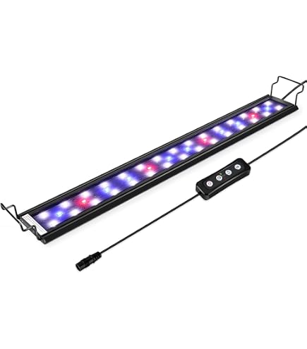 DEWEL Lampada LED Acquario 11W - Spettro Completo, Dimmerabile, Timer, Staffe Regolabili 45-60 Cm, IP67