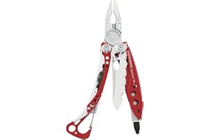 Leatherman Skeletool RX - Herramienta multiusos para primeros auxilios, con 7 herramientas esenciales incluyendo una hoja de navaja dentada de 154CM, hecha en EE.UU., rojo, funda de nylon