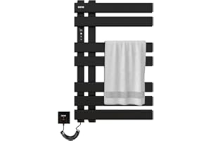 SKYLYZH Scaldasalviette Elettrico, Termostato WiFi Smart Scaldasalviette, per Alexa e Google Home e APP, 450x720 mm, Portasciugamani elettrico, Scaldasalviette Elettrico Bagno a Basso Consumo-WIFI Black Left