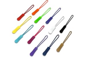 SHRJ 120Pcs Pulls Nylon Cord Zipper Tag Extension Pulls Fixer Cord Zipper Tag Replacement for Clothes, Luggage, Backpacks, Jackets, Handbag Tents, Sweatshirt, 12 Colors