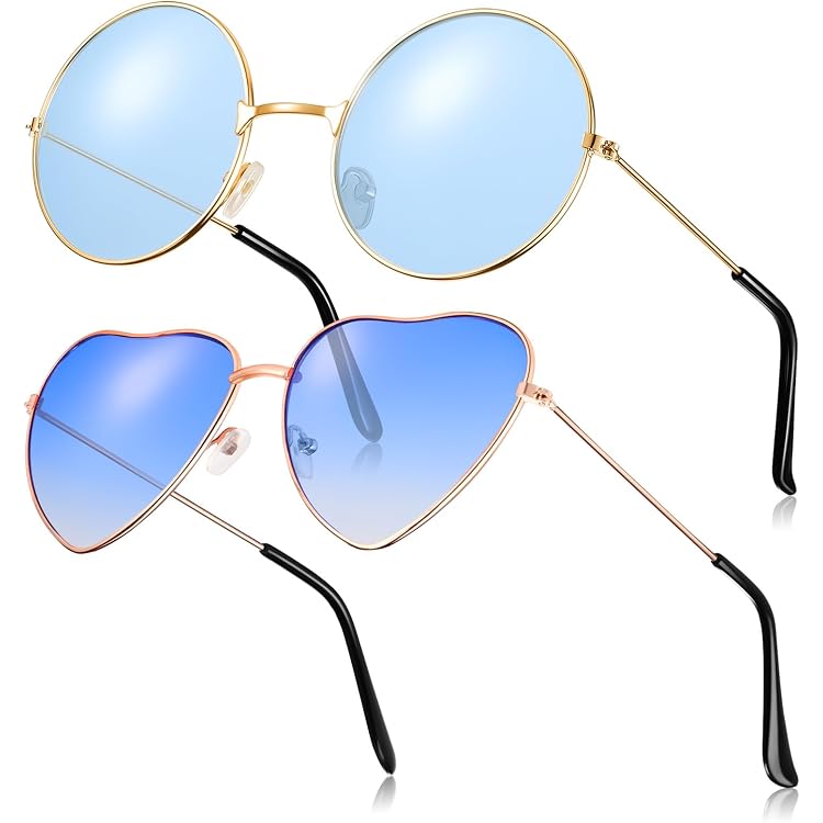 2 Lunettes De Soleil Hippie Vintage Rondes - Verres Orange Et Rose UV400, Style Années 70 - 4