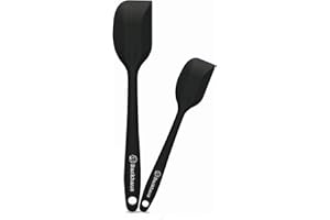 Backhaus Set de Spatule de Cuisine et Maryse Silicone Ustensiles de Cuisines Premium avec Renfort en INOX – Résistantes à la Chaleur et adaptées à Tout Type de revêtements | Noir
