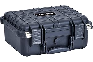 MEIJIA Portable All Weather Waterproof Protective Hard Case,Camera Case with Customizable Foam, Fit Use of Drones, Camera, Equipments, Pistols, Elegant Black,13.35 x11.63x5.98inches