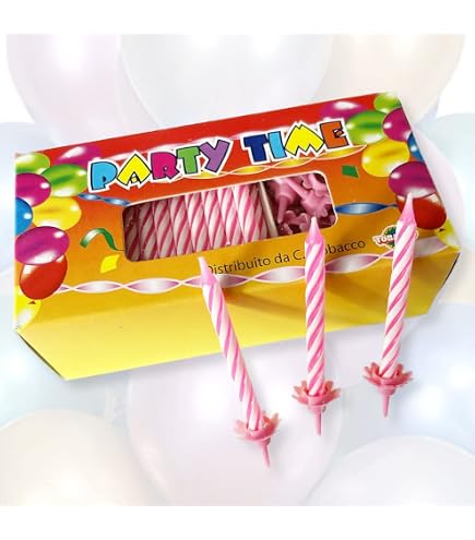 Unique Party Candele A Spirale Rosa, Bianco, Oro | Confezione 24 Pezzi, Altezza 6 Cm | Per Torte Di Compleanno E Cupcakes