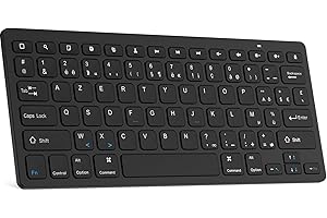 HZD Clavier Bluetooth sans Fil pour iOS/Android/Windows, AZERTY Français Léger Portables Clavier pour Andriod 3.0,iOS 4.0,WinXP,Win7,Win8 Ou Supérieur Ou Plus Récent (Noir)