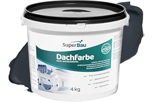 SuperBau Dachfarbe Anthrazit (4 kg ca.10m²) Sockelfarbe WASSERDICHT, Fassadenfarbe für Außen, Dachbeschichtung für Blechdach, Bitumen, Dachpappe, Schindeln, Putz