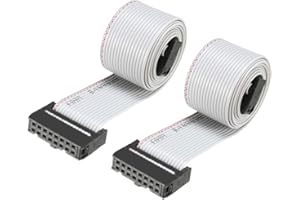 sourcing map Cable Plano IDC De 16 Pines Flexible Cinta Gris 60cm De Cable De Puente De Paso De 2,54 mm,2Pcs