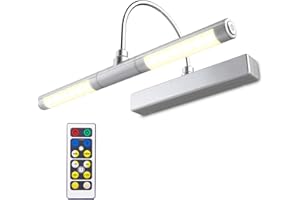 HONWELL Wireless Battery Operated LED Picture Light with Remote, 13 Inches Rotatable Light Head with 3 Lighting Modes, Dimmable Display Lamp with Timer for Painting Dartboard Portrait Art, Silver