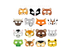 MEMOFYND 15 masek zwierzęcych dla dzieci, maski dla dzieci, dekoracje imprezowe dla dzieci, akcesoria imprezowe, imprezę tematyczną w dżungli, na urodziny, Halloween, cosplay i wiele innych